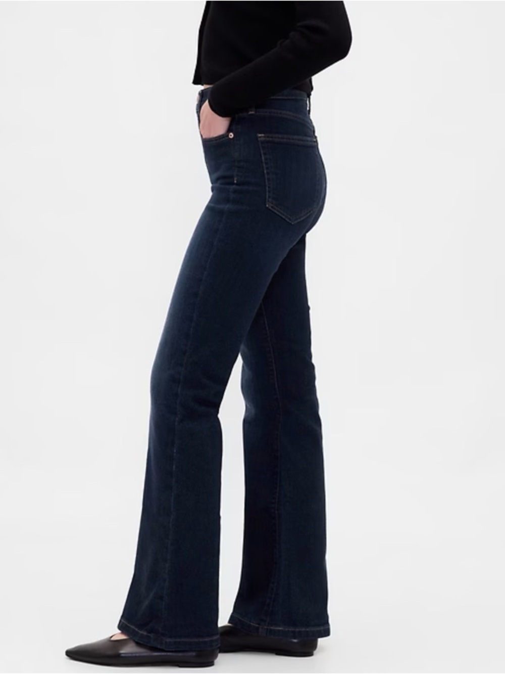 NWT Gap High Rise '70s Flare Jeans Dark Wash Size 6 Tall - Very tall 36” inseam! - Picture 3 of 6